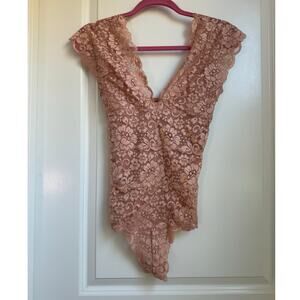 HAH‎ Hot as Hell Off the Hook Bodysuit Siren Red Lace Loungewear size M Beach